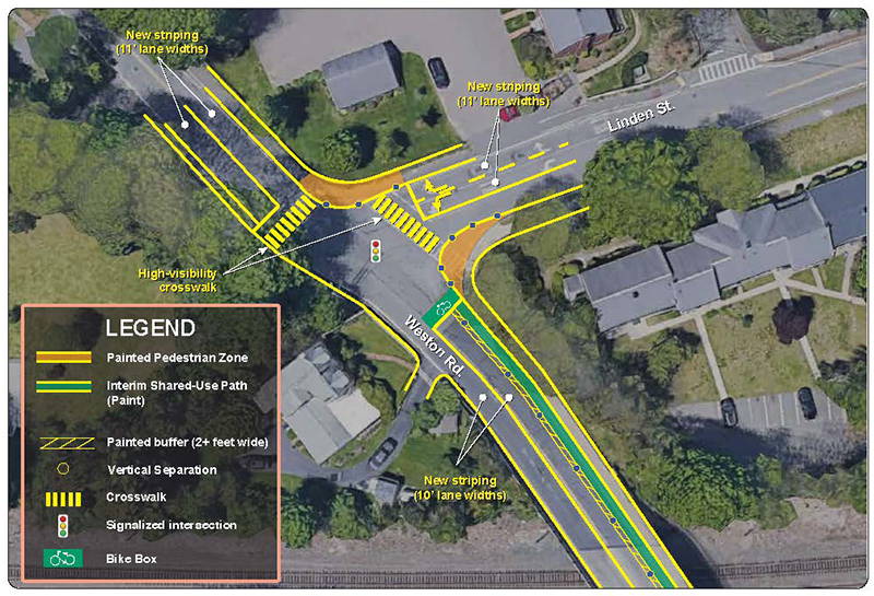 Figure 15 - Low-Cost Intersection Improvement Recommendations for Linden Street and Weston Road